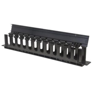 Gestione cavi Intellinet per armadi 19", gestione cavi 19", 1 U, con coperchio, nero - piastra di gestione cavi in ??rack con coperchio - nero, RAL 9005 - 1U - 48,3 cm (19")