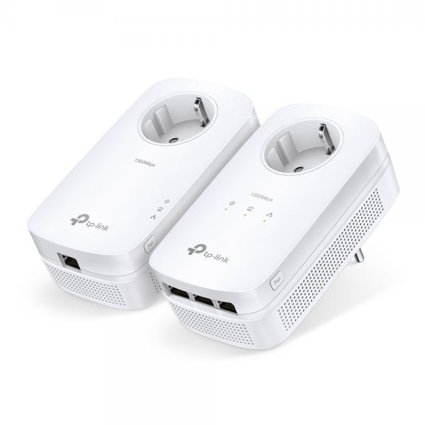 KIT adattatore Powerline Gigabit TP-LINK AV1300 con presa, 1300 Mbit/s, IEEE 1901, IEEE 802.3, IEEE 802.3ab, IEEE 802.3u, Tipo E/F, Gigabit Ethernet, 10.100.1000 Mbit/s, HomePlug AV2