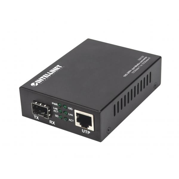 Convertitore multimediale Intellinet da 10GBase-T a 10GBase-R, 1 slot SFP+ da 10 GB, 1 porta RJ45 da 10 GB