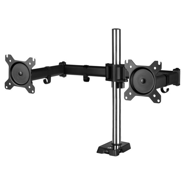 Kit di montaggio Arctic (asta, staffa, braccio di montaggio, viti, fermacavo, gancio per fune) - per 2 display LCD - acciaio, alluminio ADC12 di tipo aeronautico - nero opaco - dimensioni dello schermo: fino a 86,4 cm (fino a 34 pollici)