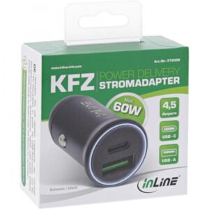 Alimentatore da auto USB InLine PD - 12/24 V USB-A + USB-C - max