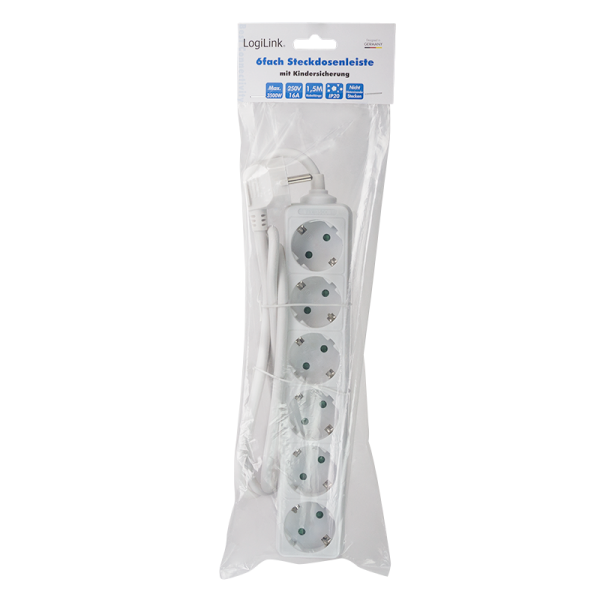 Ciabatta LogiLink - AC 250 V - 3500 Watt - Porte di uscita: 6 (Tipo F)