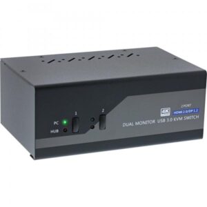 Switch KVM da tavolo InLine - 2 vie - Doppio monitor - DP+HDMI - 4K - USB 3.0 - Audio