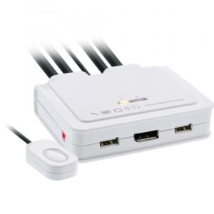 Switch KVM InLine - a 2 vie - da USB-C+DP a DisplayPort - 4K - Audio - integrato. Cavo