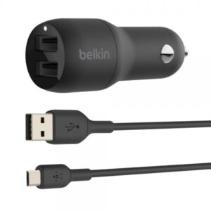 Caricabatterie doppio Belkin BoostCharge - Alimentatore da auto - 24 Watt - 4,8 A - 2 porte di uscita (USB)