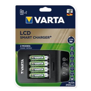 Varta LCD SMART CHARGER+ - Caricabatterie da 1,5 ore - (per 4xAA/AAA)