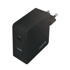 LogiLink USB-C 2-Port Wall Charger - Netzteil - 65 Watt - 3.25 A - 2 Ausgabeanschlussstellen (USB, 24 pin USB-C)