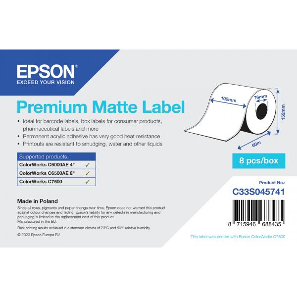 Epson Premium - Opaco - Adesivo acrilico permanente - Rotolo (10,2 cm x 60 m)