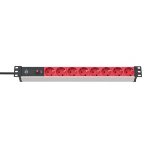 Brennenstuhl 1390007118, 2 m, Interno, IP20, Nero, Rosso, 8 prese AC, 10 A