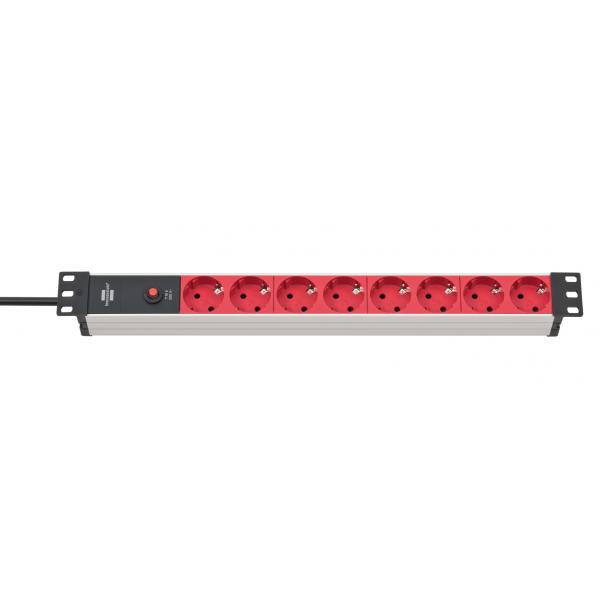 Brennenstuhl 1390007118, 2 m, Interno, IP20, Nero, Rosso, 8 prese AC, 10 A