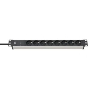 Brennenstuhl 1390007308, 2 m, Interno, IP20, Alluminio, Plastica, Nero, Argento, 8 prese AC