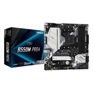 ASRock B550M Pro4 - scheda madre - micro ATX - Socket AM4 - Chipset AMD B550 - USB-C Gen2, USB 3.2 Gen 1, USB 3.2 Gen 2 - Gigabit LAN - grafica integrata (CPU richiesta)
