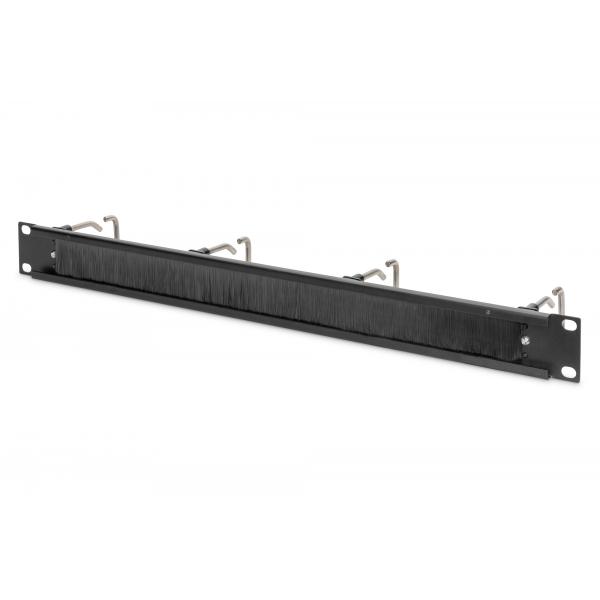 Pannello di gestione cavi DIGITUS con staffe in acciaio e listello a spazzola per armadi da 482,6 mm (19"), 1U