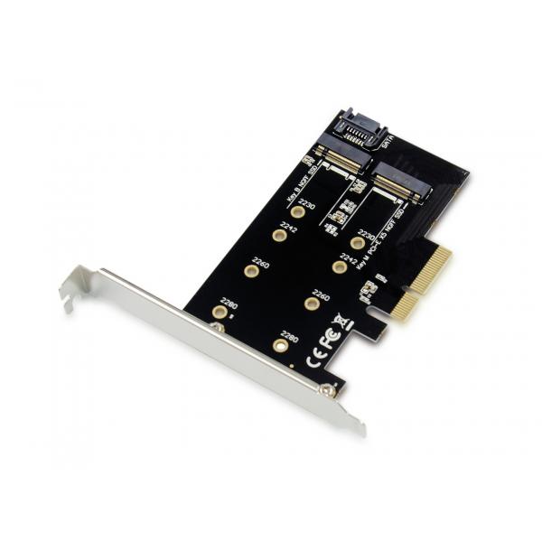 Conceptronic EMRICK Adattatore PCIe SSD M.2 2 in 1 SATA AHCI NVMe, PCIe, M.2, PCIe 3.0, Passivo, Cina, JMB585