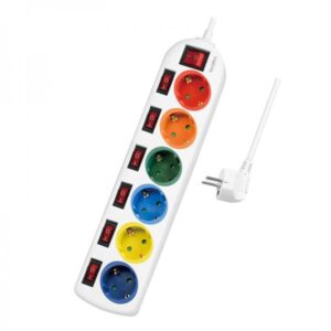 LogiLink Multicolor - presa multipla - AC 250 V - 3680 watt - connessioni in uscita: 6 (6 x alimentazione CEE 7/3)