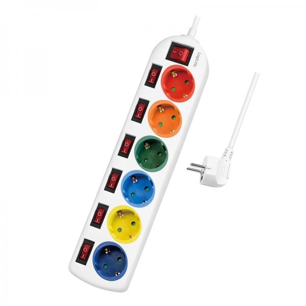 LogiLink Multicolor - presa multipla - AC 250 V - 3680 watt - connessioni in uscita: 6 (6 x alimentazione CEE 7/3)