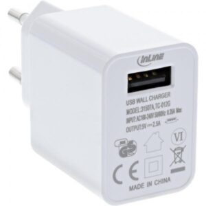 Caricatore USB singolo InLine - alimentatore - 100-240 V a 5 V/2,5 A - bianco