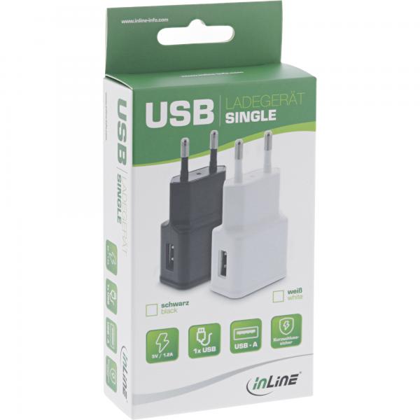 Caricatore USB singolo InLine - alimentatore - da 100-240 V a 5 V/1,2 A - nero