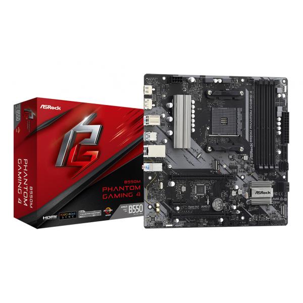 ASRock B550M Phantom Gaming 4 - scheda madre - micro ATX - Socket AM4 - Chipset AMD B550 - USB 3.2 Gen 1 - Gigabit LAN - grafica integrata (CPU richiesta)