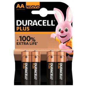 Duracell Plus 100, Batteria usa e getta, AA, Alcalino, 1,5 V, 4 pezzo(i), Multicolore