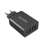 Alimentatore LogiLink - 27 watt - Ricarica rapida - 4 porte di uscita (3 x USB tipo A, USB-C a 24 pin)