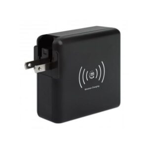 Caricatore da muro da viaggio Manhattan 4-in-1 e Powerbank da 8.000 mAh, spine USA/Regno Unito/Euro a 2 pin, Uscita: 1x USB-C, 2x porte USB-A e tappetino di ricarica wireless (5 W)