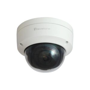Telecamera di rete IP LevelOne GEMINI a cupola fissa, 6 Megapixel, H.265, 802.3af PoE, per interni/esterni, telecamera di sicurezza IP, per interni e esterni. Cupola bianca da soffitto cablata per esterni