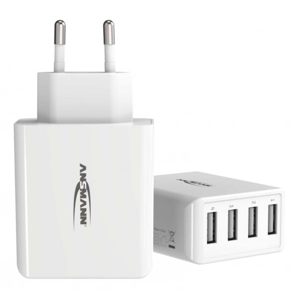 Caricatore domestico Ansmann HC430 - alimentatore - 30 watt - 6 A - 4 punti di connessione in uscita (USB)
