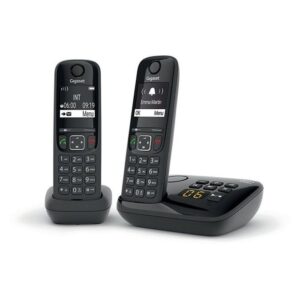 Telefono fisso AS690 A Duo Nero - GIGASET - Segreteria telefonica da 20 minuti - Vivavoce potente - Display ultra-leggibile