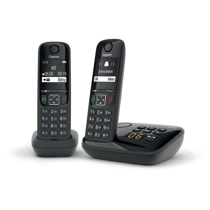 Telefono fisso AS690 A Duo Nero - GIGASET - Segreteria telefonica da 20 minuti - Vivavoce potente - Display ultra-leggibile