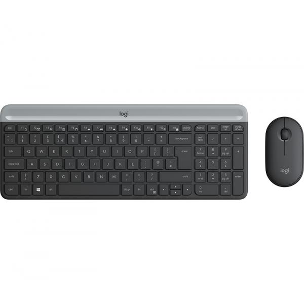 Logitech - Tastiera wireless ultra sottile MK470 + mouse e sistema wireless silenzioso - Layout compatto e piatto - Ricevitore USB 2,4 GHz