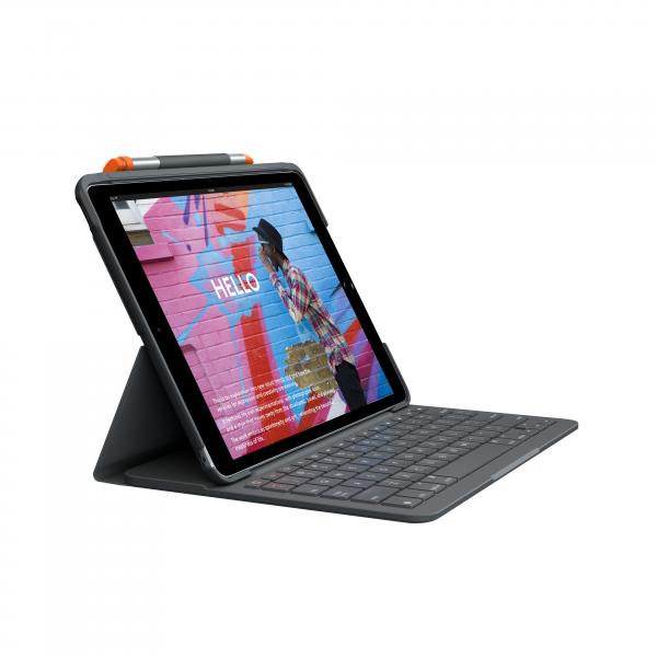 LOGITECH - Custodia con tastiera Bluetooth per iPad 10.2 (7a generazione) Slim Folio iPad 10.2 (7a, 8a e 9a generazione) - AZERTY - Grigio
