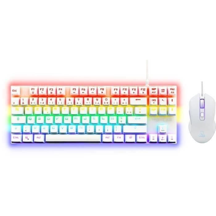 Tastiera meccanica da gioco combinata TKL + mouse - THE G-LAB - COMBO MERCURY W - Bianca