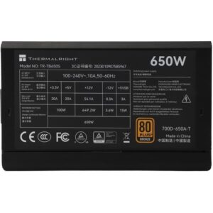 Alimentatore PC - THERMALRIGHT - TB650S - 650W - 80+ Bronzo - Non modulare - ATX 3.0 - Nero