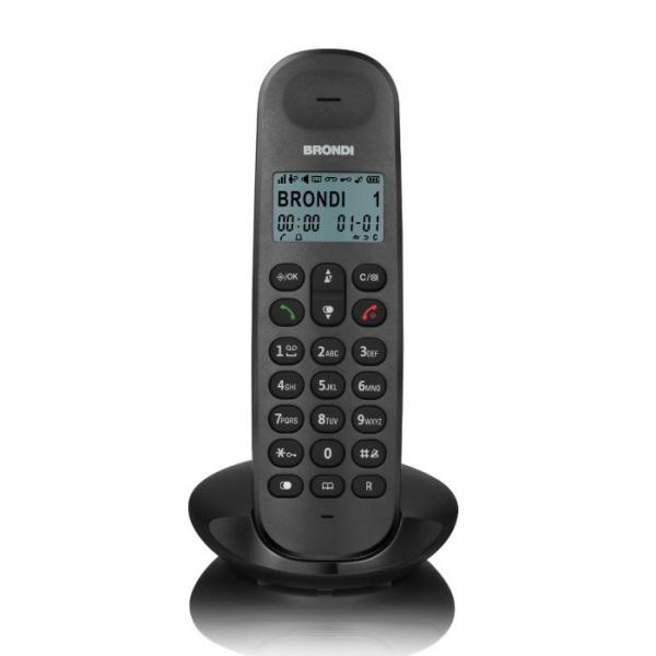 TELEFONO CORDLESS BRONDI LOTUS 10279090 Nero DECT display alfanum. ID chiamate