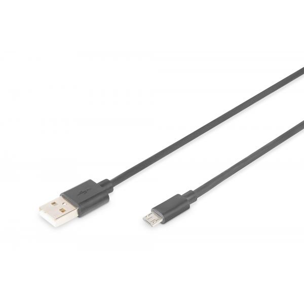 CAVO DIGITUS USB 2.0 A TO USB MICRO B, M-M, 1MT, SCHERMATO,NERO, AK112001