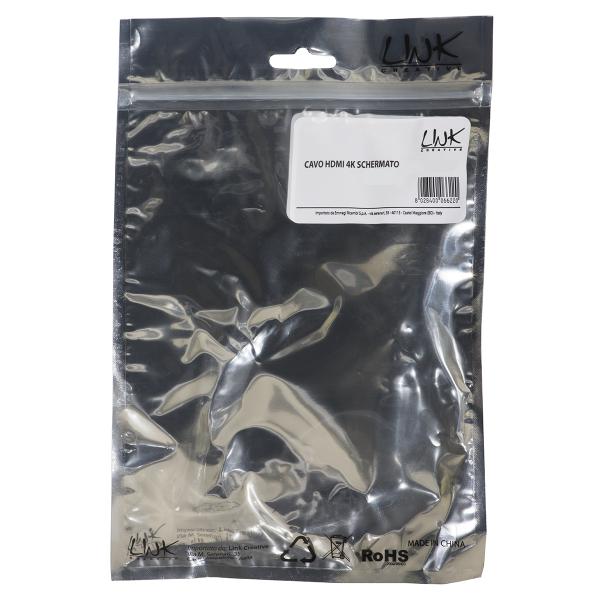 CAVO LINK HDMI TO HDMI, M/M, 5MT, 4Kx2K CON ETHERNET, CONNETTORI DORATI, NERO, LKCHDMI50