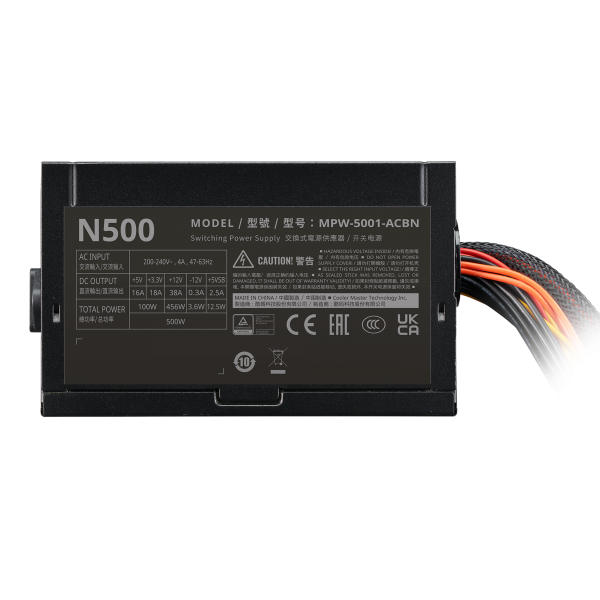 ALIMENTATORE COOLER MASTER 500W ATX ELITE NEX EFFICIENZA >75%2 40VAC FAN120MM - MPW-5001-ACBN-BEU