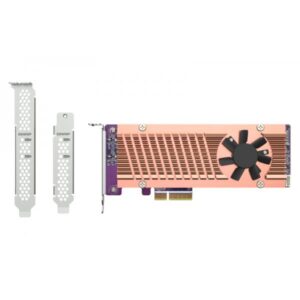 Dual M.2 PCIe SSD expansion card; supports up to two M.2 2280/22110 formfactor M.2 PCIe (Gen3 x4) SSDs; PCIe Gen ... QM2-2P-344A