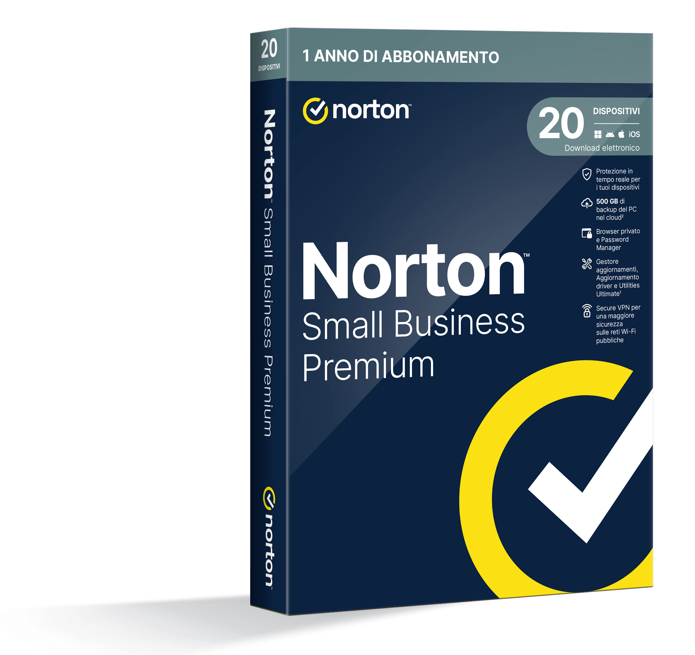 NORTON SMALL BUSINESS PREMIUM 1USER 20 DEV 500GB BACKUP 12 MESI
