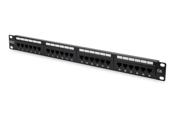 PATCH PANEL 24 PORTE NON SCHERMATO UTP CAT.6 8 POLI RACK 19