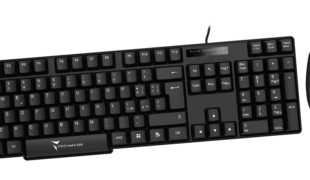 TASTIERA E MOUSE USB BLACK TECHMADE TM-KB828+M102