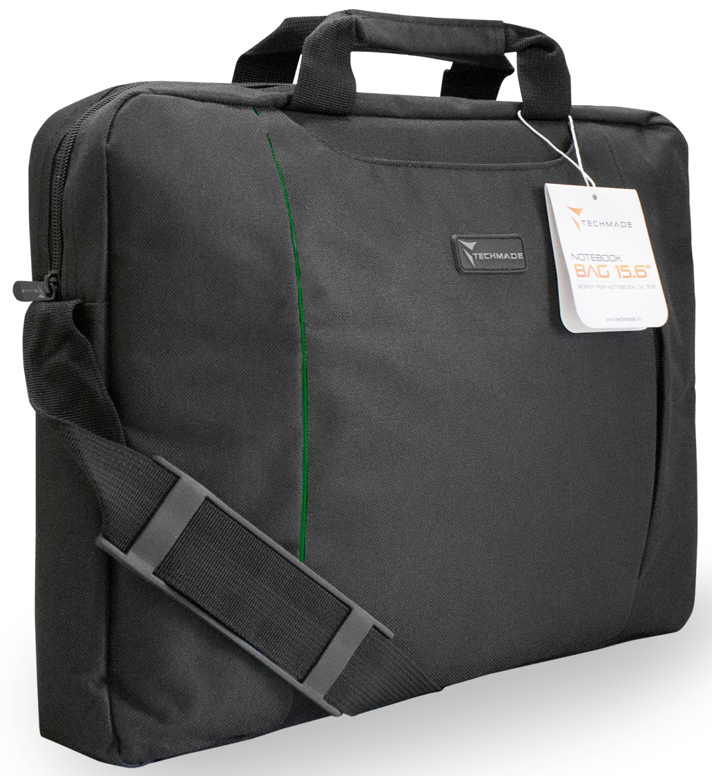 BORSA NB 15.6 NERO CON DETTAGLIO V ERDE TECHMADE