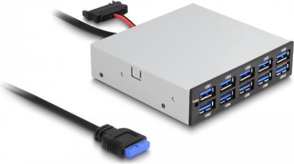 Delock - Hub - 3,5", 5 Gbps, front panel - 10 x SuperSpeed USB 3,0 - Plugin-Modul (64208)