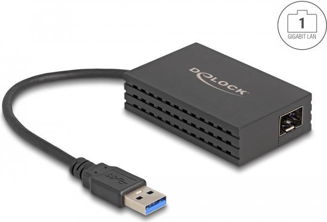 Delock - Netzwerkadapter - USB 3,0 - Gigabit SFP x 1 - Schwarz (66463)