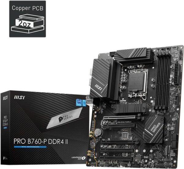 MSI PRO B760-P DDR4 II - Motherboard - ATX - LGA1700-Sockel - B760 Chipsatz - USB 3,2 Gen 1, USB-C 3,2 Gen2 - 2,5 Gigabit LAN - Onboard-Grafik (CPU erforderlich) - HD Audio (8-Kanal) (7E29-001R)