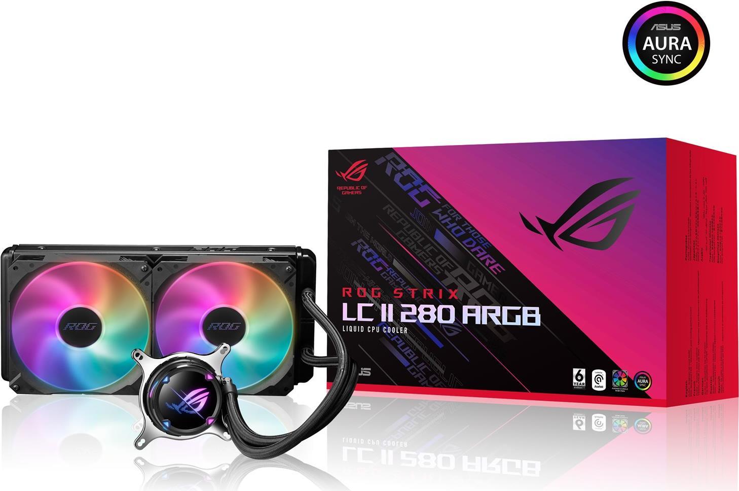 ASUS ROG STRIX LC II 280 ARGB - Prozessor-Flüssigkeitskühlsystem - Kühlergröße: 280 mm - (für: AM4, TR4, LGA1200, LGA1700, AM5, LGA115x Socket) - Aluminium mit Kupferbasis - 140 mm (90RC00C1-M0UAY1)