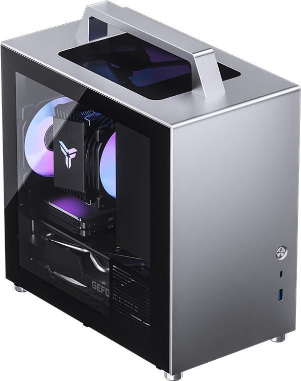 Jonsbo T8 PLUS - Mini Tower - PC - Silber - Mini-ITX - Aluminium - Stahl - Gehärtetes Glas - Gaming (6970620551753)