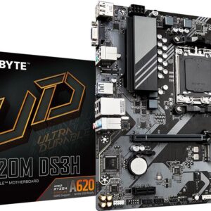 Gigabyte A620M DS3H - 1,0 - Motherboard - micro ATX - Socket AM5 - AMD A620 Chipsatz - USB 3,2 Gen 1, USB-C 3,2 Gen 1 - Gigabit LAN - Onboard-Grafik (CPU erforderlich) - HD Audio (8-Kanal) (A620M DS3H)