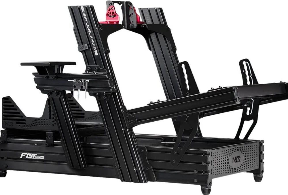 Next Level Racing ELITE 160 Aluminium Simulator Cockpit - Front und Side Mount Edition - Professionelles Cockpit für Rennsimulatoren - aus robustem eloxierten Aluminium - für Direct Drive konzipiert - für Gamer und professionelle Anwender - leichte Montage - umfangreiches Zubehör - kompatibel zu gängigen Lenkrädern und Pedalen (NLR-E026)